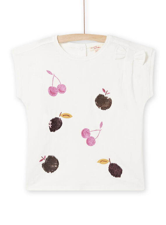 T-shirt cru com padrão de frutos em lantejoulas reversíveis menina NABATI / 22S90111TMC001
