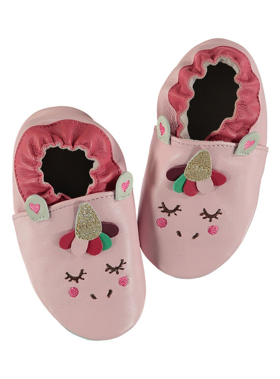Pantufas unicórnio couro flexível rosa bebé menina GNFLICO / 19WK37Z4D3S321