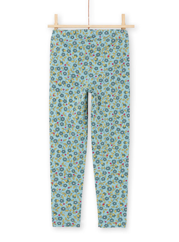 Leggings azuis e caqui estampado florido menina MYAKALEG1 / 21WI01I1CAL612
