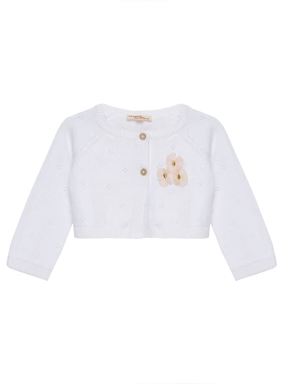 Cardigan branco em tricô bebé menina JIPOECAR / 20SG09G1CAR000
