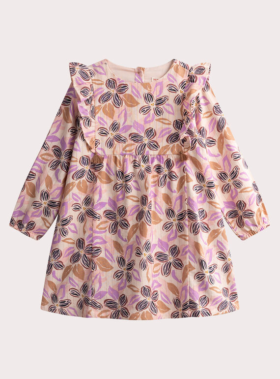 Vestido de lona estampado com pormenores de folhos WALANROB1 / 25S90142ROBD319