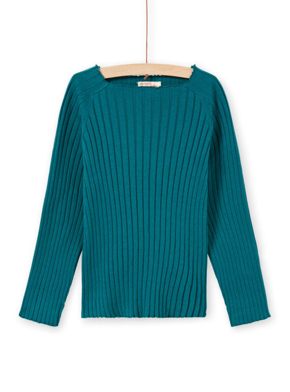 Camisola lisa mangas compridas azul-pato menina MAJOPULL2 / 21W901N1PUL714