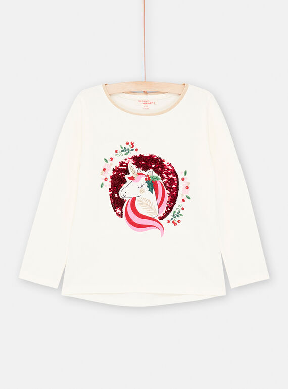 T-shirt cru com padrão de unicórnio para menina SAWAYTEE / 23W901S1TML001