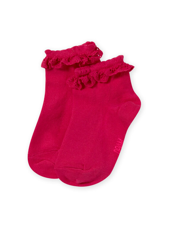 Meias rosa com folho em renda menina MYAESCHOD4 / 21WI01E6SOQF507