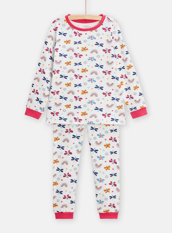 Pijama cru com estampado decorativo para menina TEFAPYJBUT / 24SH114APYJ001