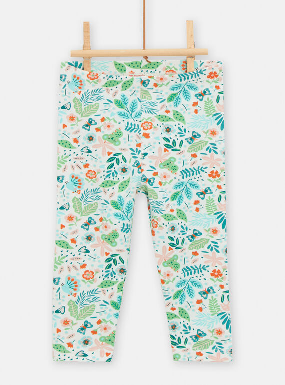 Leggings verde com estampado de folhas para bebé menina TYICOLEG / 24SI09N1CAL001