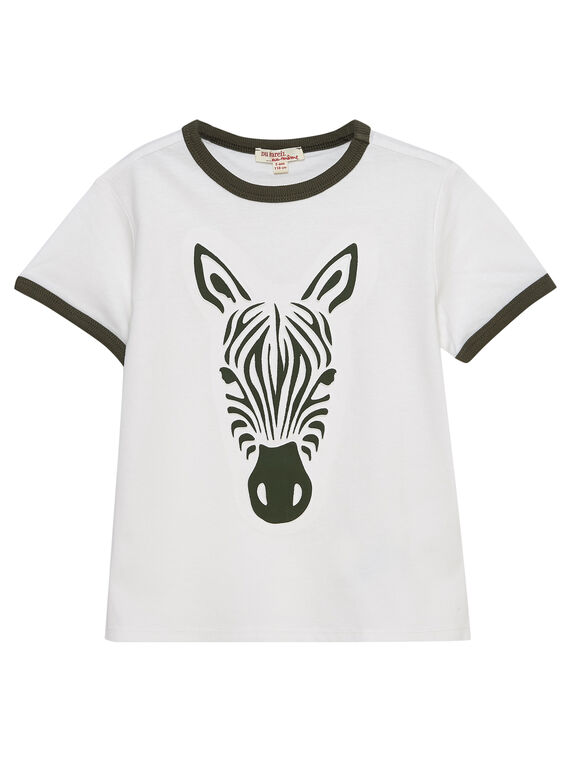 T-shirt menino mangas curtas cru com zebra em relevo JODUTI6 / 20S902O6TMC001