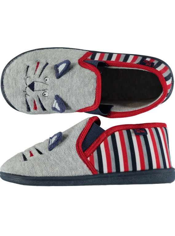 Chinelos veludo cinzento e riscos criança menino GGSGLION / 19WK36Z5D0B943