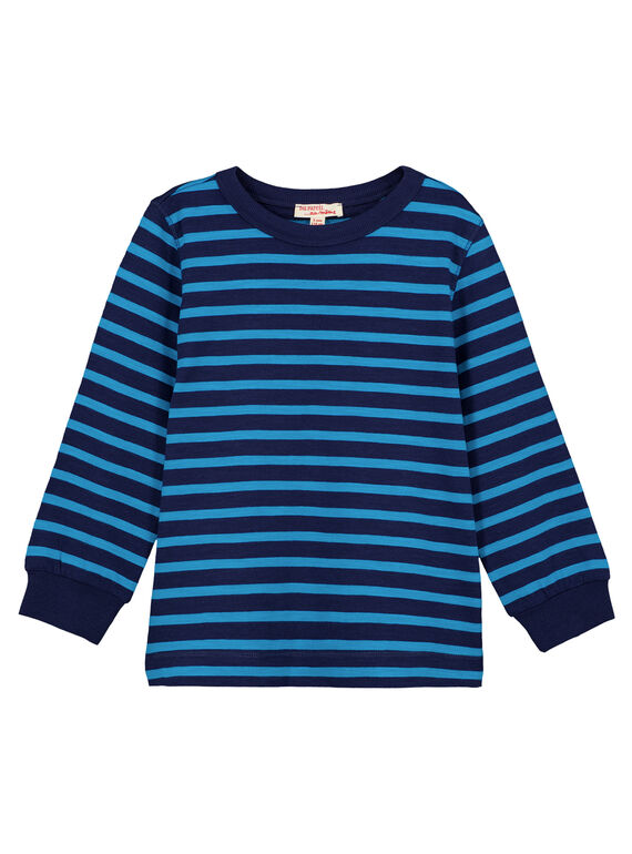 T-shirt Mangas compridas Azul-Marinho às riscas turquesa GOJOTIRIB3 / 19W90242D32C200