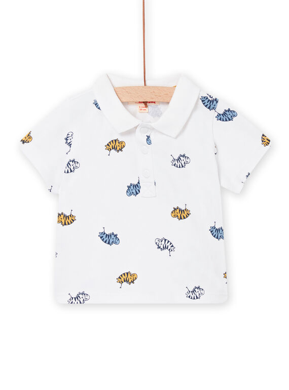 Polo branco com estampado zebra bebé menino NUSOPOL / 22SG10Q1POL000