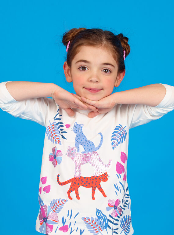 T-shirt branca estampado vegetal e leopardos LABLETEE2 / 21S901J1TML001