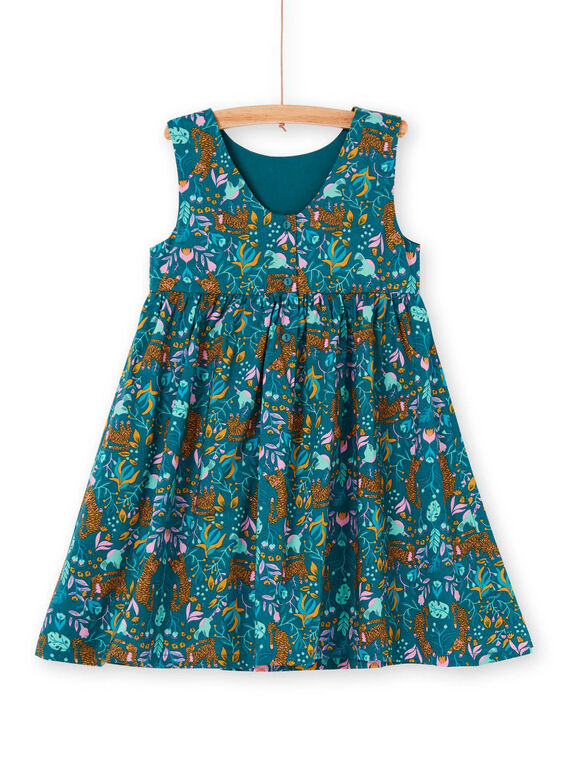 Vestido azul-pato e amarelo estampado tigre e florido LAVEROB1 / 21S901Q2ROB714