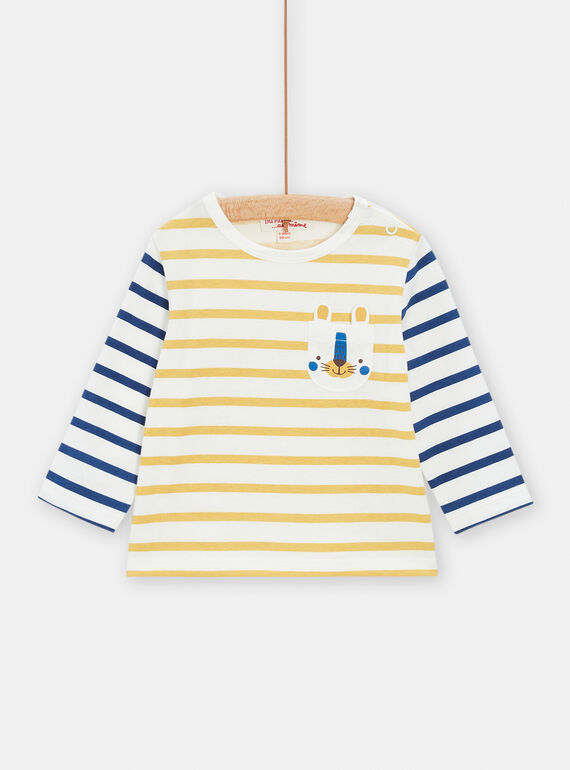 T-shirt amarela com estampado às riscas bebé menino TUJOTEE1 / 24SG10B4TML001