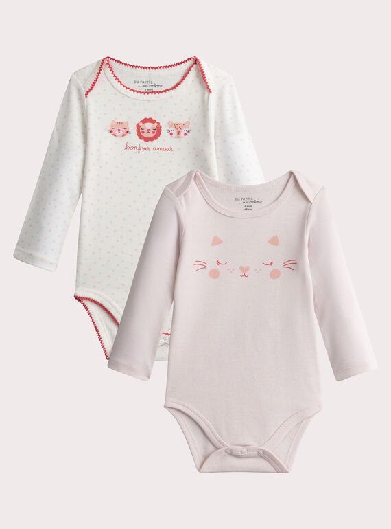 Conjunto de 2 bodys de manga comprida paraPadrão de animal para menina  VEFIBODCHA / 24WH1384BDL001