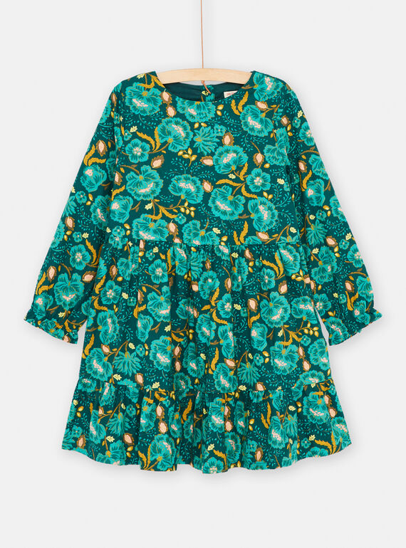 Vestido azul-pato com estampado florido para menina SADUROB1 / 23W901P2ROB714