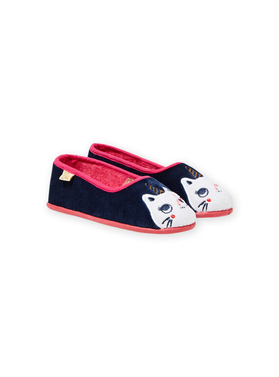 Pantufas azul-marinho padrão gato unicórnio menina MAPANTCATLIC / 21XK3534D07070