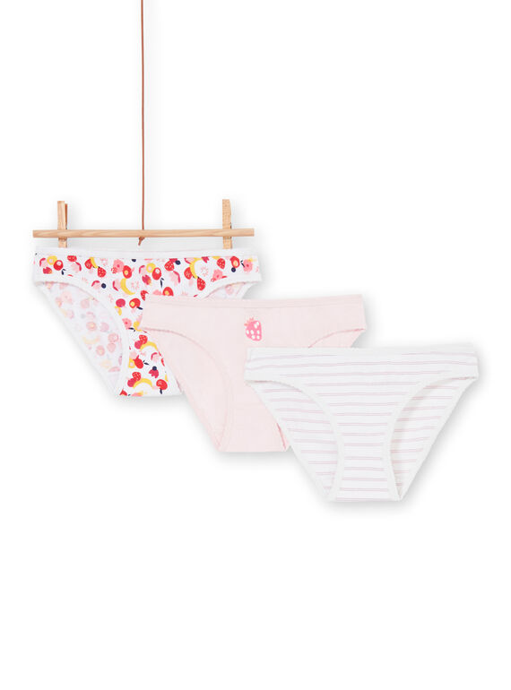 Lote de 3 cuecas rosa, branco e vermelho criança menina LEFALOTFRU / 21SH1127D5LF506