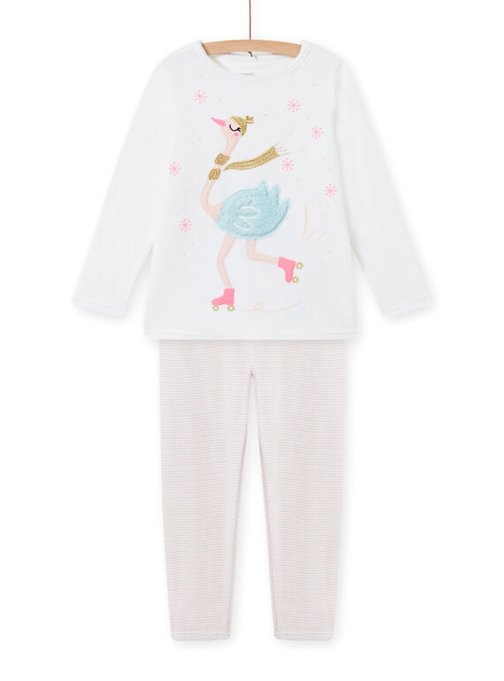 Conjunto de pijama cru em veludo com padrão cisne menina MEFAPYJOST / 21WH1195PYJ001
