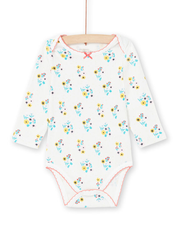 Body cru e turquesa estampado florido bebé menina MEFIBODAOP / 21WH13B4BDL001
