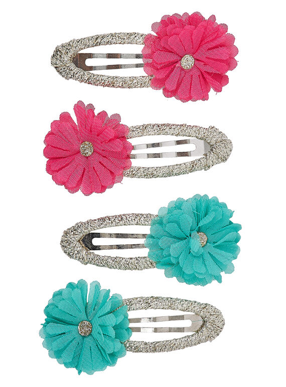 Conjunto de 4 ganchos em glíter + flores JYAWECLIC2 / 20SI0192BRT955