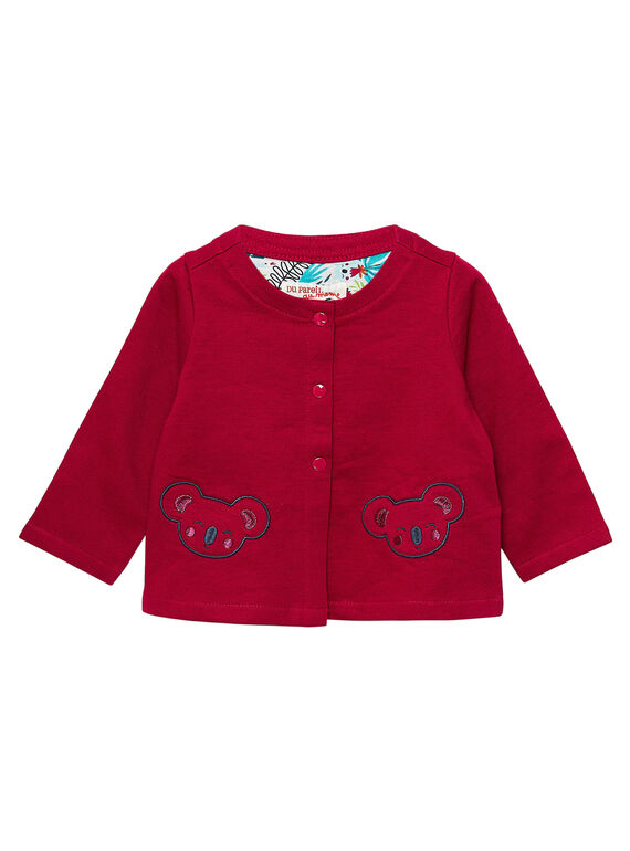Cardigan em moletão cássis bebé menina JICLOCAR2 / 20SG0911CARD302