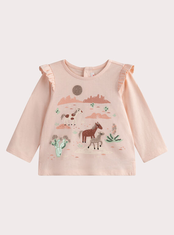 T-shirt rosa pastel para bebé menina WILANTEE2 / 25SG0943TMLD326