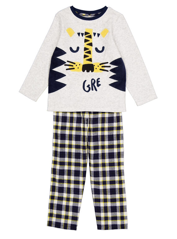 Pijama cinzento em veludo e parte de baixo flanela criança menino GEGOPYJFLA / 19WH12NBPYJJ922