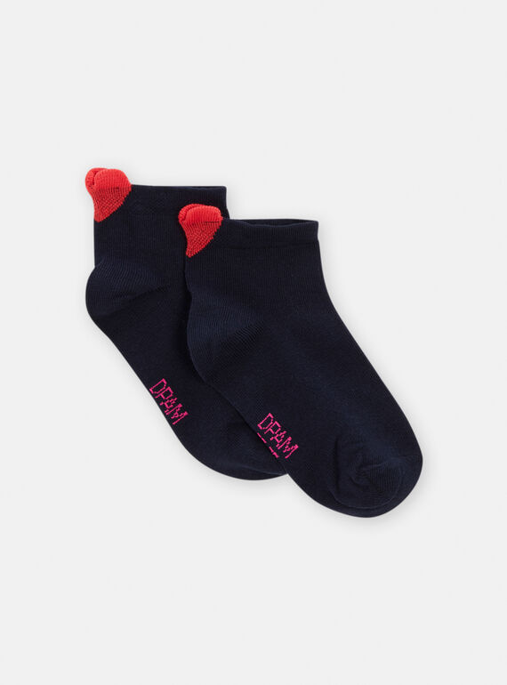 Meias azul-marinho com estampado de coração menina TYAJOSCHO1B / 24SI0182SOQ070
