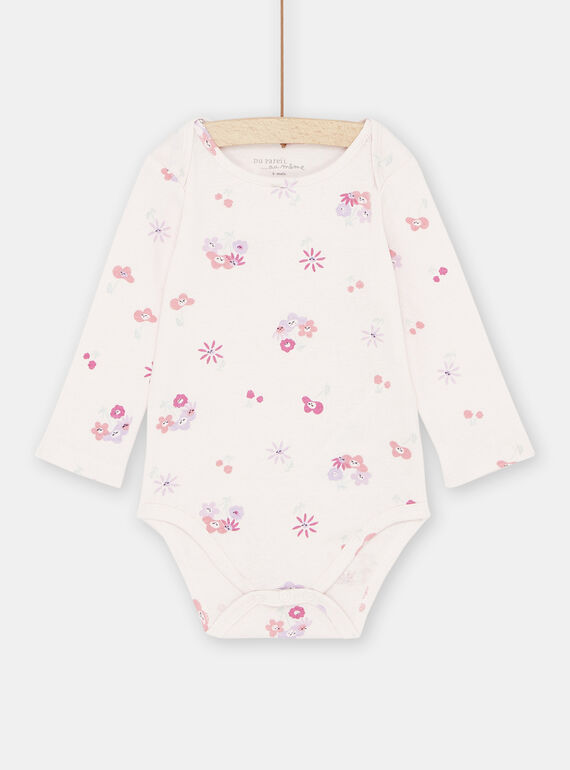 Body rosa-claro com estampado florido bebé menina SEFIBODFLE / 23WH1362BDLD322