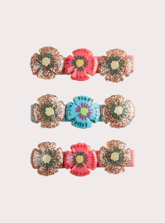 Conjunto de 3 presilhas de flores para meninas  VYAJOCLIC3 / 24WI01L1BRT099