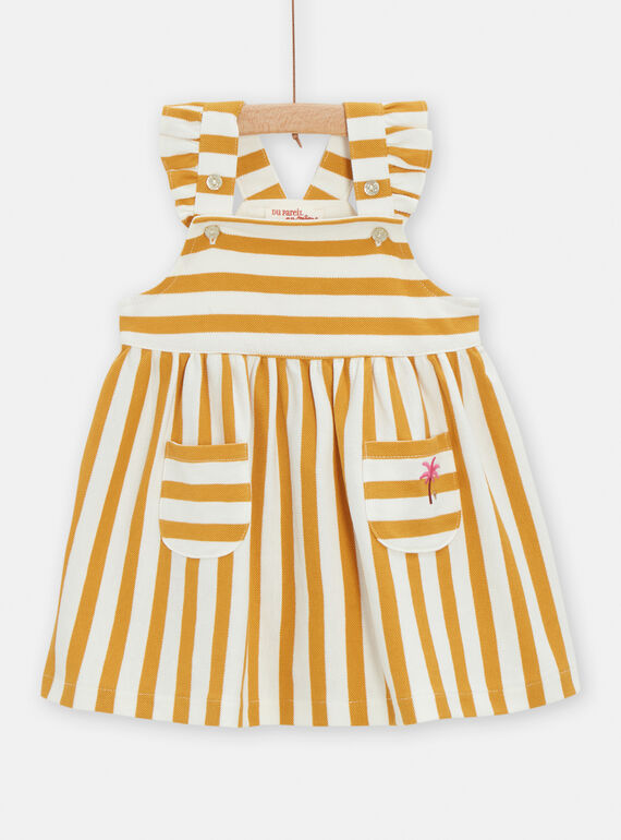 Vestido cru e mel com estampado às riscas bebé menina TILIROB2 / 24SG09T4ROB001