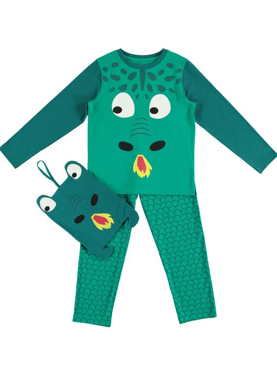 Pijama disfarce verde criança menino com arrumação JEGOPYJMAN1 / 20SH12L2PYGG606