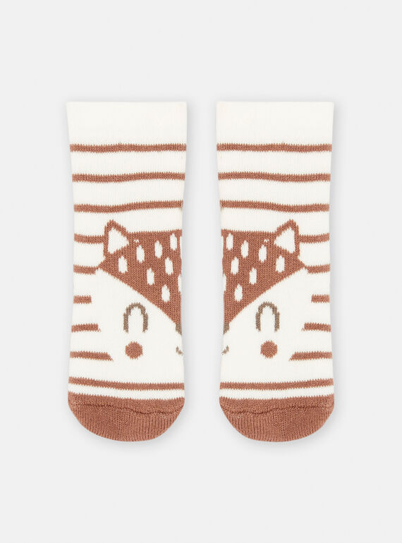 Meias branco e castanho com estampado às riscas unissexo SOU2CHO2 / 23WF4121SOQA001