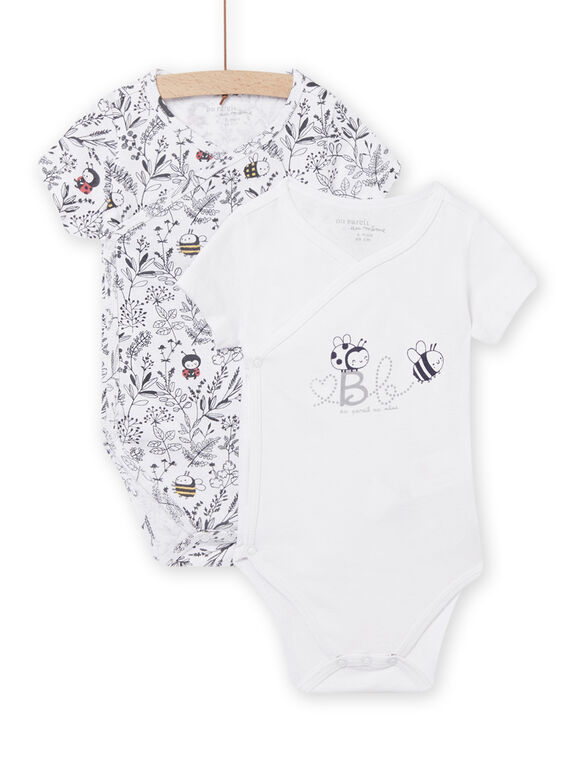 Pack de 2 bodies branco com estampado joaninha, abelha e folhagem recém-nascido unissexo NOU1BOD1 / 22SF0541BDN000