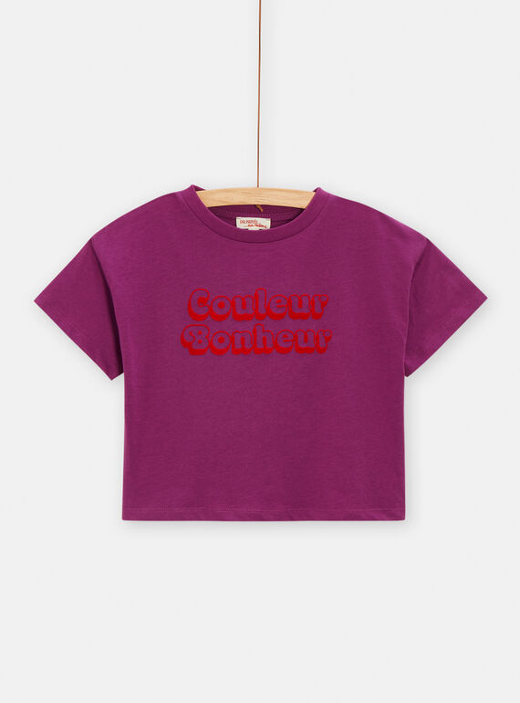 T-shirt oversize violeta com inscrição para menina TAMUMTI2 / 24S901R1TMC712