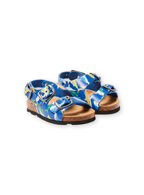 Sandálias azul-marinho com estampado tubarões bebé menino LBGNUREQUIN / 21KK385CD0E070