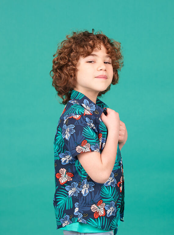 Bermudas azul-marinho estampado florido criança menino LOBONSHIRT / 21S902W1CHM705