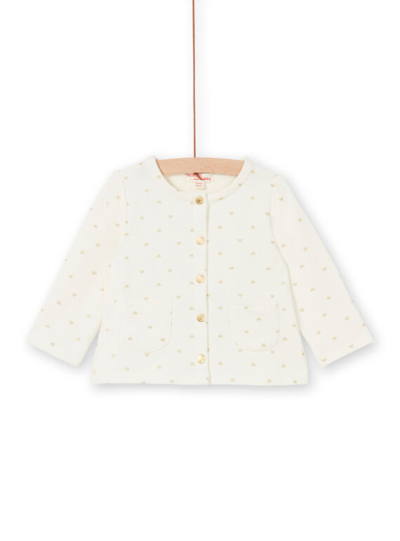 Cardigã cru estampado corações bebé menina LIJOCAR1 / 21SG0941CAR001