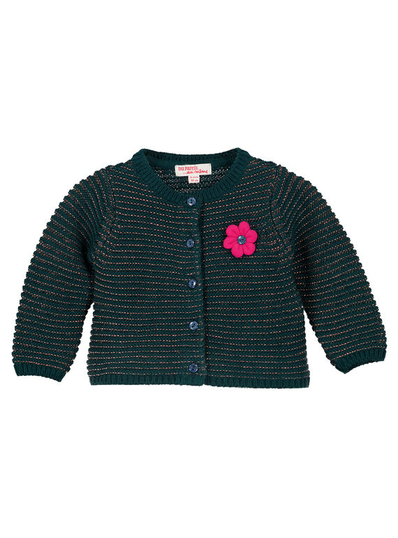 Cardigan turquesa e lurex menina GITUCAR1 / 19WG09Q1CAR714