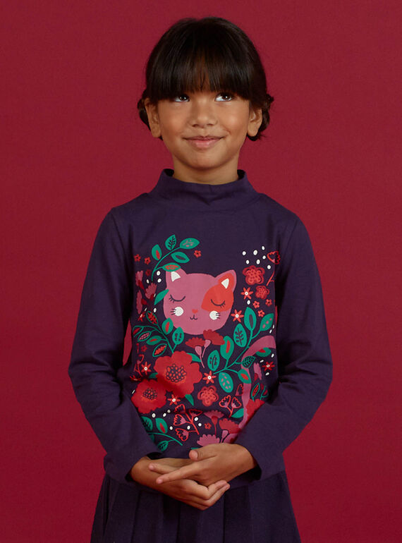 Camisola interior violeta gola alta padrão decorativo menina MAFUNSOUP / 21W901M1SPLH703