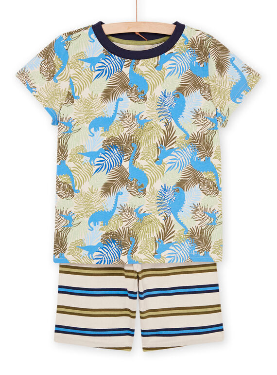 Pijama caqui com estampado de dinossauros e padrões às riscas REGOPYCTROP / 23SH12H5PYJ218