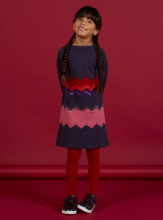 Vestido tricô com lantejoulas menina MAFUNROB2 / 21W901M1ROBH703