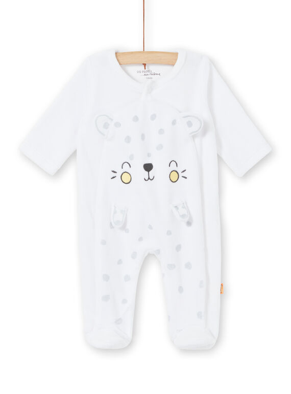 Babygro leopardo branco em veludo nascimento unissexo LOU1GRE5 / 21SF05H2GRE000