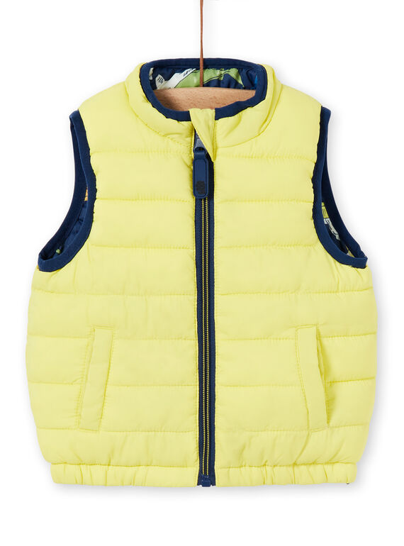 Blusão sem mangas reversível amarelo e azul-escuro bebé menino LUGROBLOU2EX / 21SG10R1D3E070