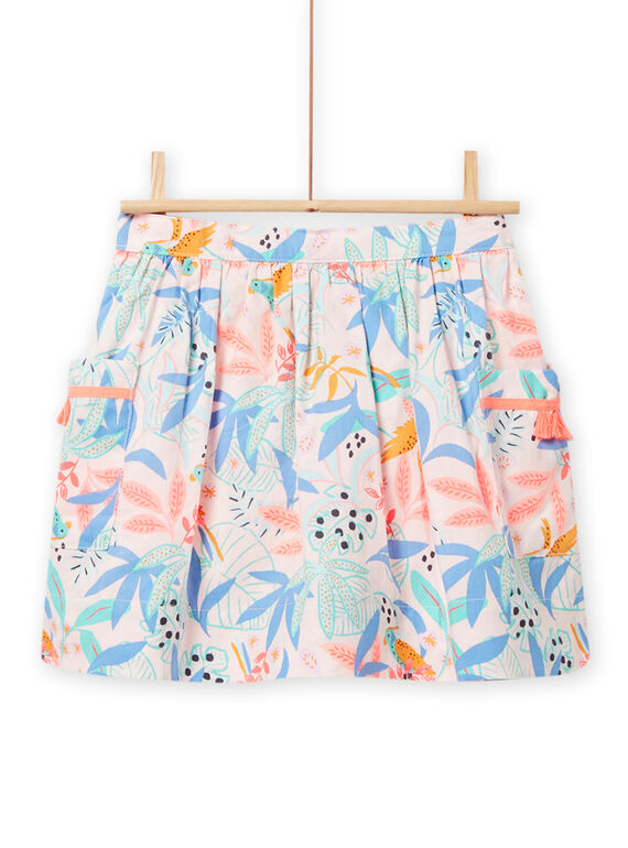 Saia twill rosa-maquilhagem com estampado folhagem menina NAMOJUP1 / 22S901N2JUPD327
