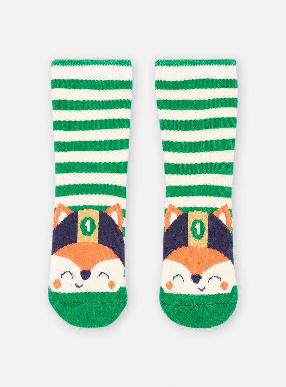 Meias verde e cru com estampado às riscas para bebé menino SYUKHOCHO / 23WI10N2SOQG629