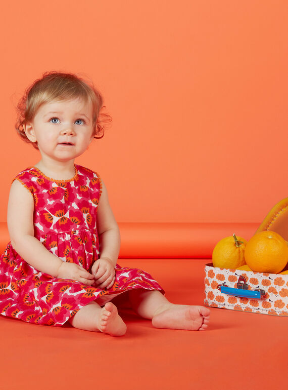 Vestido carteira vermelho estampado bebé menina JIVIROB1 / 20SG09D1ROBD327