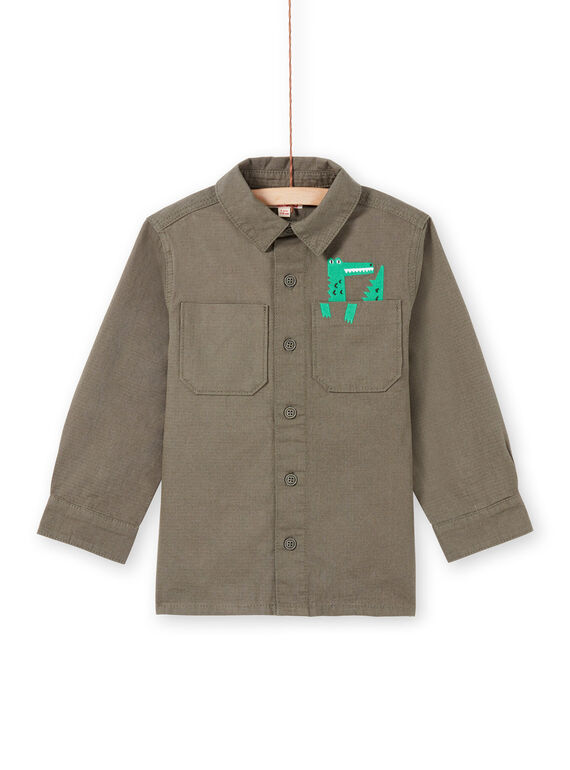 Camisa mangas compridas caqui com padrão crocodilo menino MOKASURCHEM / 21W902I1CHM628