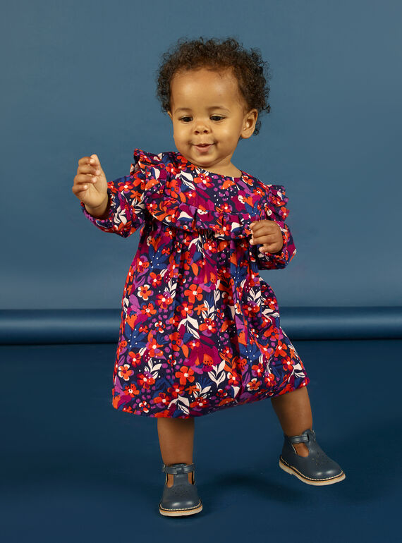 Vestido de mangas compridas com estampado florido colorido bebé menina MIPAROB1 / 21WG09H6ROBD319