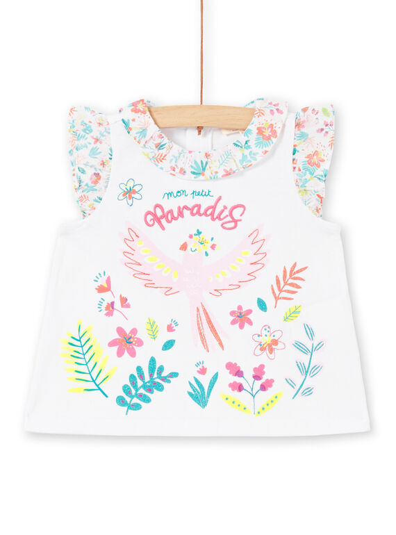 T-shirt branca com folhos bebé menina LIBONBRA / 21SG09W1BRA000